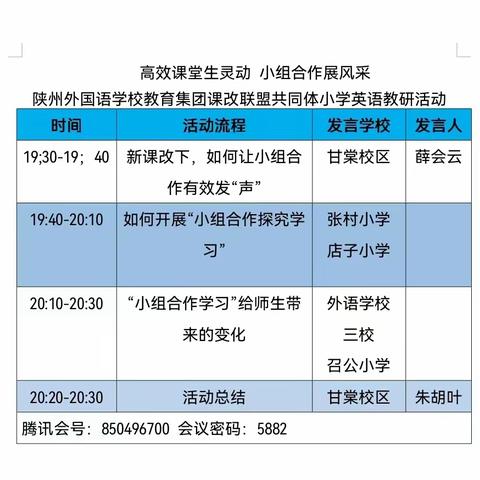 高效课堂生灵动 小组合作展风采——甘棠校区主持召开课改联盟共同体小学英语教研活动