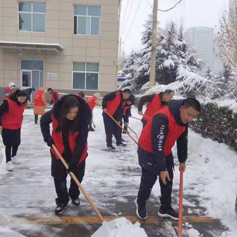 响应号召除冰雪 人社干部在行动