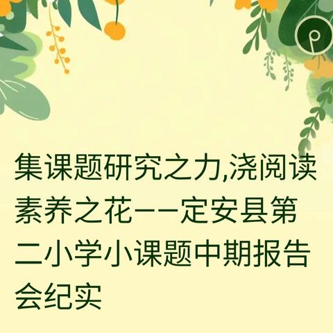 集课题研究之力,浇阅读素养之花——定安县第二小学小课题中期报告会纪实