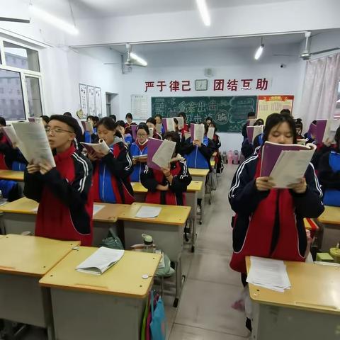 张家口市实验中学高二级部早读风采