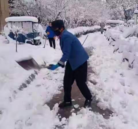 “解民忧，清积雪，保障出行暖人心” 学院社区开展清雪活动