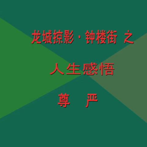 龙城掠影·钟楼街  之  人生感悟    《尊严》