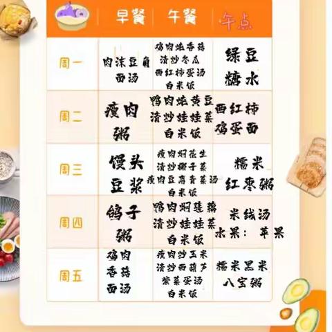 那大镇童年乐幼儿园第九周食谱