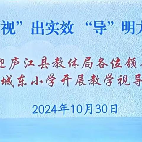 向阳而生，逐光前行（十八）——县教研室赴城东小学开展教育教学视导工作