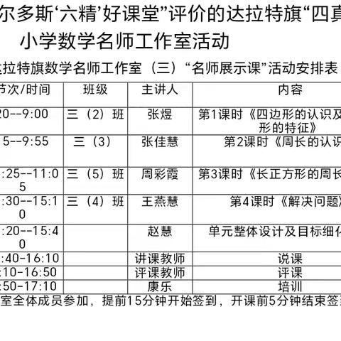 聚力同行  研思共进                     ——达拉特旗康乐名师工作室“基于学情分析小学数学大单元教学案例研究”活动