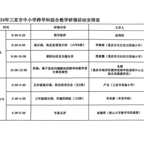 三亚市中小学跨学科实践教学研修活动