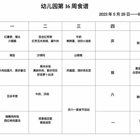 美食在徐幼——徐家巷幼儿园兰山分园第16周食谱