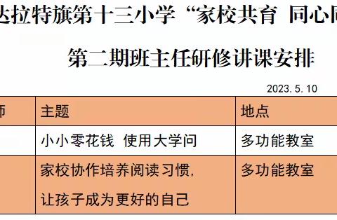 家校共育 同心同行——达拉特旗第十三小学“构建家校社协同育人共同体”第二期班主任主题研修