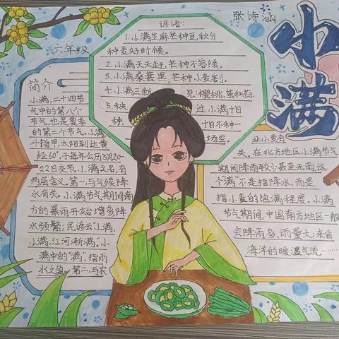 【全环境立德树人】 小得盈满，爱逢其时——朱老庄镇杜庄小学小满节气手抄报展示活动