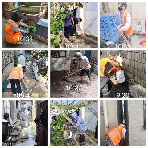 社区开展爱国卫生活动 翻盆倒罐清积水防蚊防病