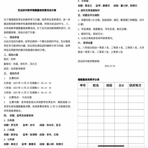 竞数学技能 赛数学风采——定远中学数学竞赛活动纪实