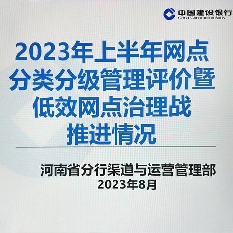 河南省分行召开2023年上半年网点分类分级管理评价暨低效网点治理战推进会议