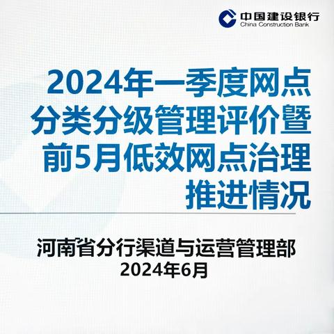 河南省分行召开2024年一季度网点分类分级管理评价暨前5月低效网点治理推进情况会议