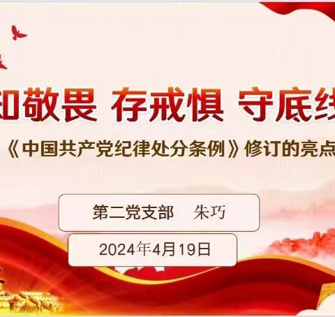 知敬畏  存戒惧  守底线 ——海口市第二十五小学第二支部学习新修订《中国共产党纪律处分条例》专题学习