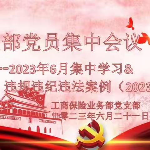 工商保险业务部党支部6月集中学习扩大会议