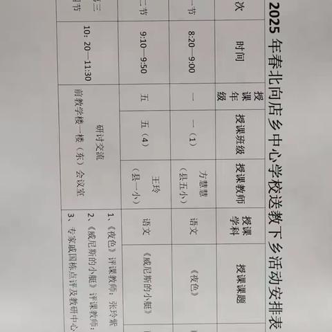 北向店乡中心学校送教下乡活动