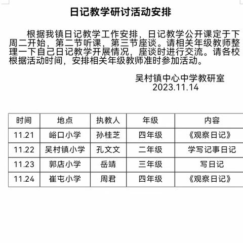 日记乐享 共促成长——吴村镇日记教学主题教研活动纪实