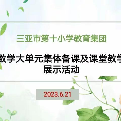 三亚市第十小学教育集团“数学大单元集体备课及课堂教学展示”研讨活动纪实