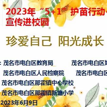 珍爱自己，阳光成长——那霍镇新塘小学开展“5+1”护苗行动·生命教育宣传进校园活动