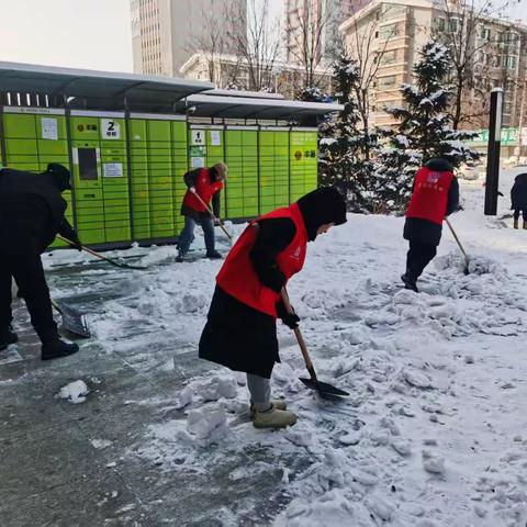 百荷社区“扫雪除冰保畅通 情暖社区护平安”志愿活动