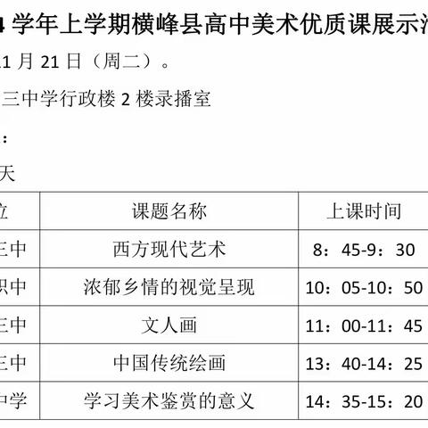 新教育新理念——2023年横峰县高中美术优质课比赛