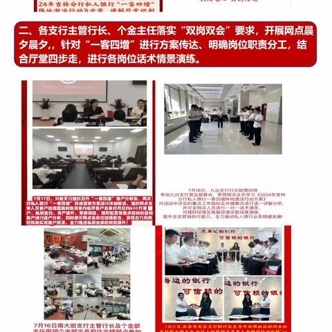 私人银行 “一客四增”阵地激活 长春分行网点晨夕会纪实﻿ （第二期）