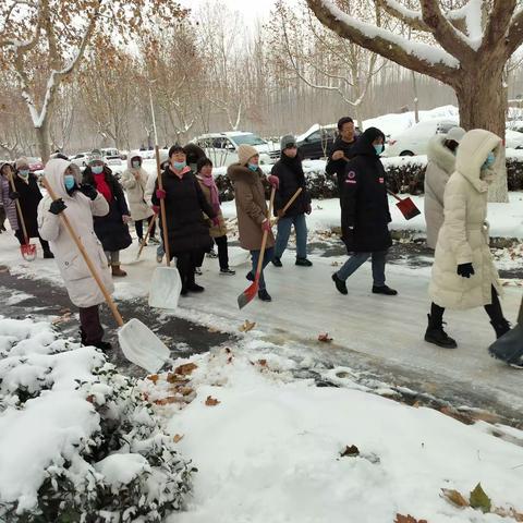 琼花载路寒冬日，园丁扫雪暖人心 ——辛集市第二实验学校扫雪除冰志愿活动