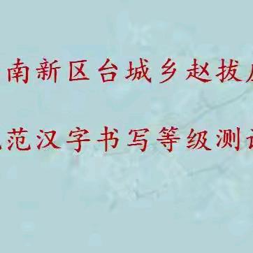 笔墨生花，文化永驻——冀南新区台城乡赵拔庄学校学生规范汉字书写等级评价测试