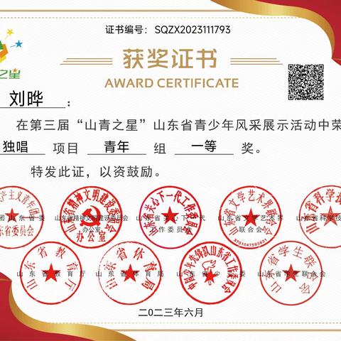 热烈祝贺滕南中学在山东省“山青之星”青少年风采展示活动中取得优异成绩