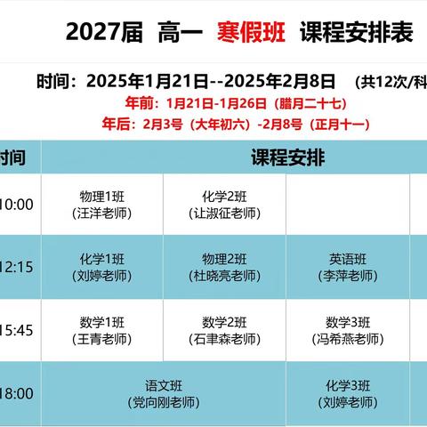 2027届高一寒假开始报名！（承上启下，不断超越）