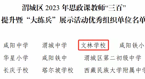 渭城区文林学校多名思政教师在咸阳市2023年中小学思政课教师“三百”提升活动中荣获佳绩