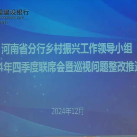 河南省分行召开乡村振兴金融业务领导小组2024年四季度联席会暨巡视问题整改推进会