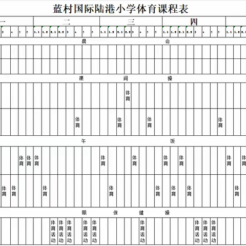 蓝村国际陆港小学每天一节体育课公示