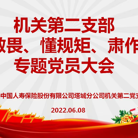 机关第二党支部“知敬畏、懂规矩、肃作风”专题党员大会