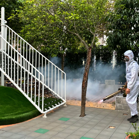 “卫”爱而行、“卫”你护航——海口市滨涯幼儿园“除四害”消杀工作