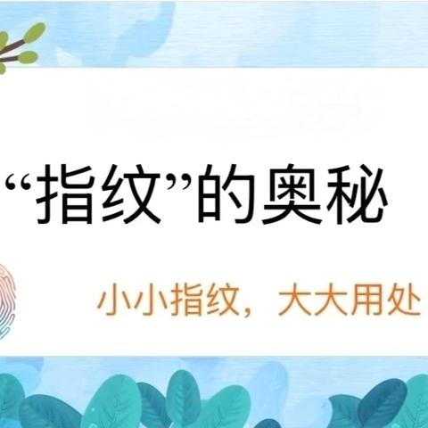 会昌县湘湾首府幼儿园大一班班本课程《指纹的奥秘》