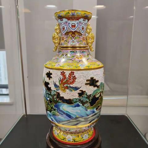 张同禄大师绝版之作有凤来仪·祥和尊景泰蓝转心瓶