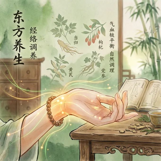 中医经络调养插画