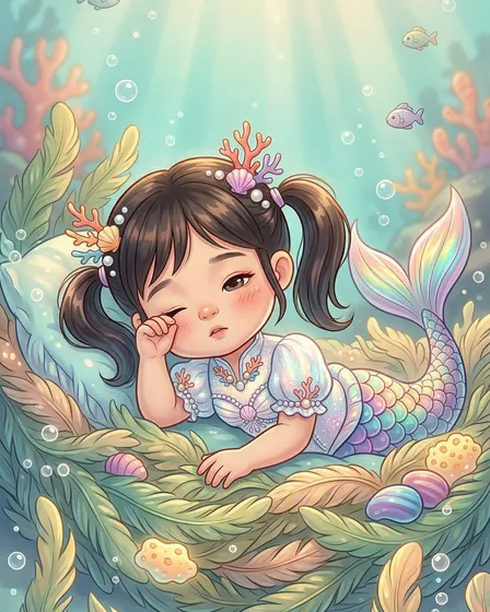 宝宝美人鱼温馨治愈三格漫画