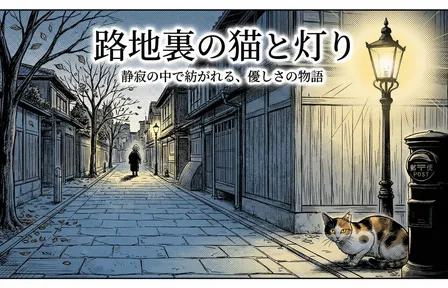 路地裏の猫と灯り