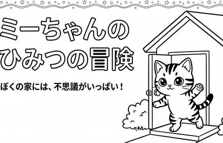 ミーちゃんのひみつの冒険：白黒線画の塗り絵物語