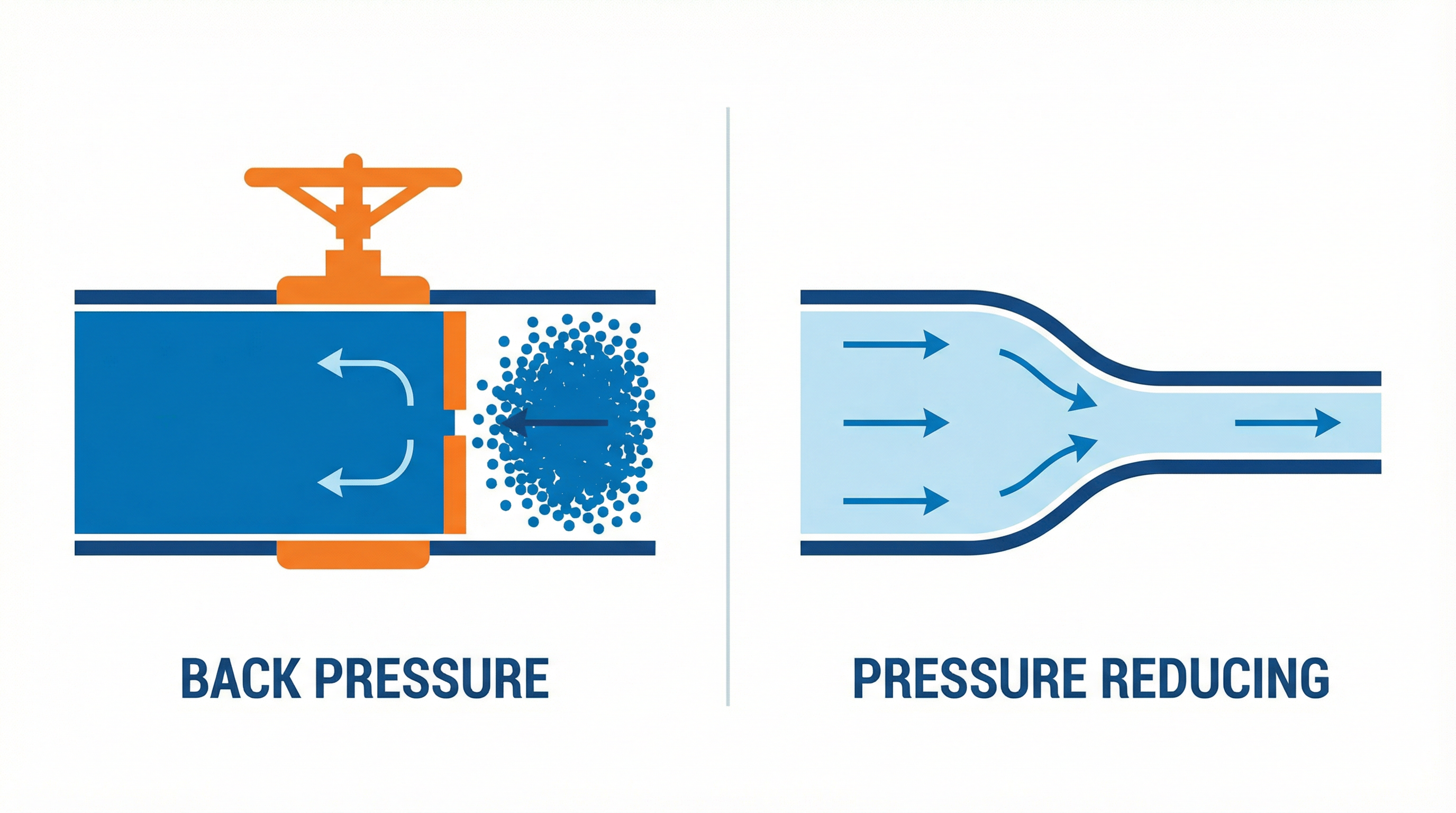 背压阀与减压阀对比示意