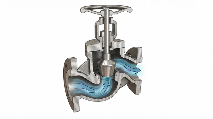 截止阀S型流道剖面图