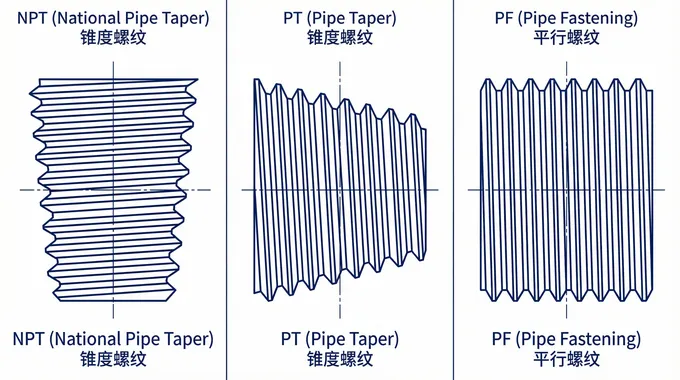 三种螺纹形态对比