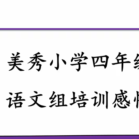 郑州市郑东新区美秀小学语文培训反思与收获(四)