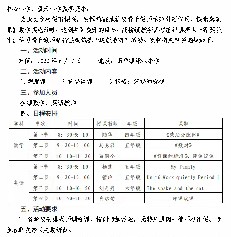 送研助成长——2023年高桥镇小学送研助教活动