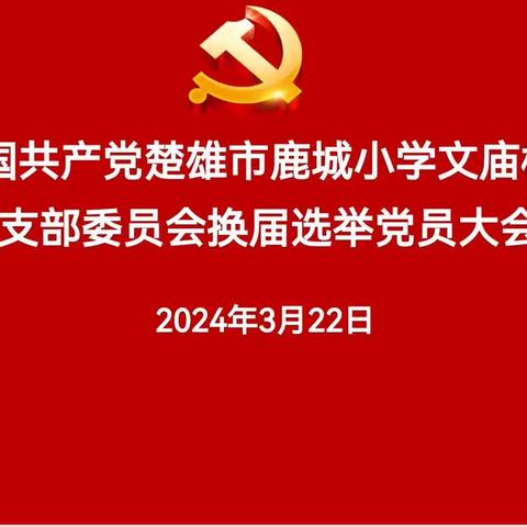 换届选举谱新篇 踔厉奋发开新局 —2024年中共楚雄市鹿城小学文庙校区支部委员会换届选举党员大会