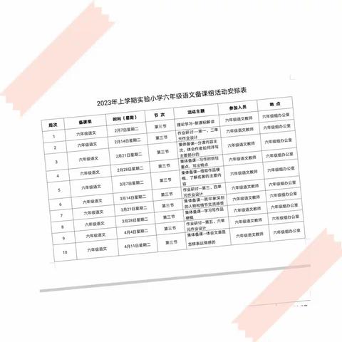 2023年春季六年级语文备课组活动总结