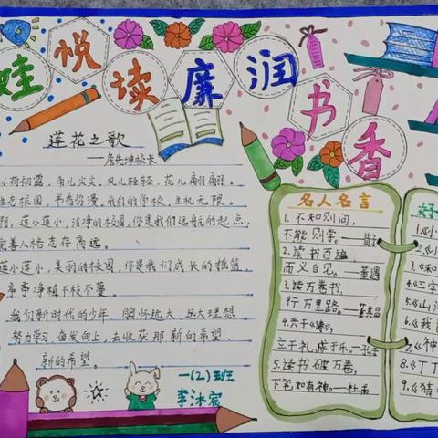 莲花小学2023年“莲娃悦读，廉润书香”首届读书节之手抄报活动纪实