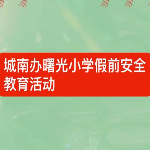 珍爱生命，安全伴我行——城南办曙光小学端午节安全教育主题班会活动